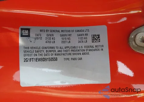 2013 Chevrolet Camaro 2Ss from USA, damaged, VIN 2G1FT1EW8D9150558